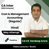 CA Inter (2023 Scheme) Cost & Management Accounting (Regular) Video Lectures by CA CS Sandeep Arora May Attempt (Pendrive + Books)